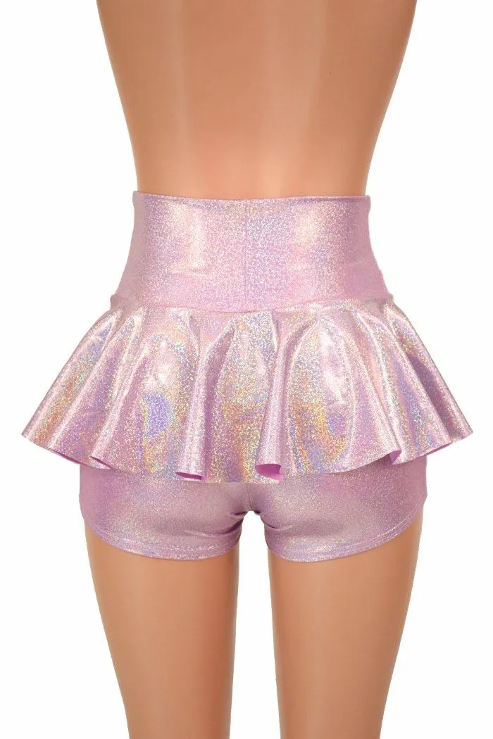 Lilac Holographic Ruffle Rump Shorts