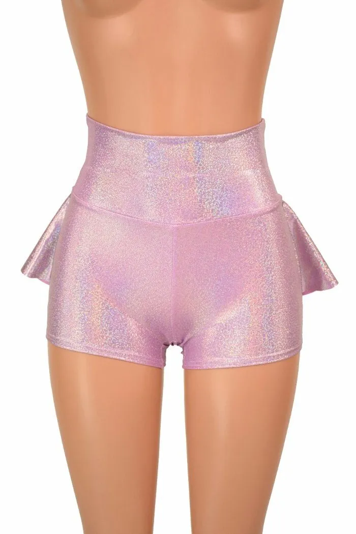 Lilac Holographic Ruffle Rump Shorts