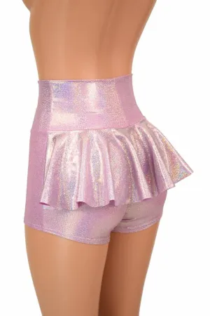 Lilac Holographic Ruffle Rump Shorts