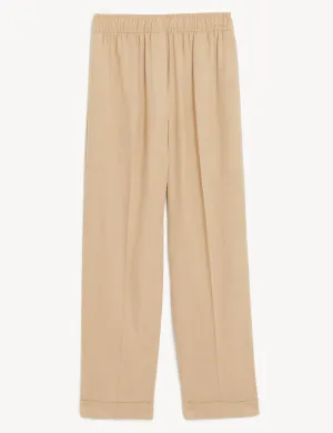 Linen Blend Relaxed Straight Trousers