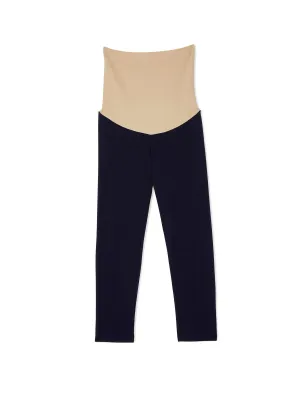 Luxe Essentials Secret Fit Belly Crop Maternity Leggings in Navy