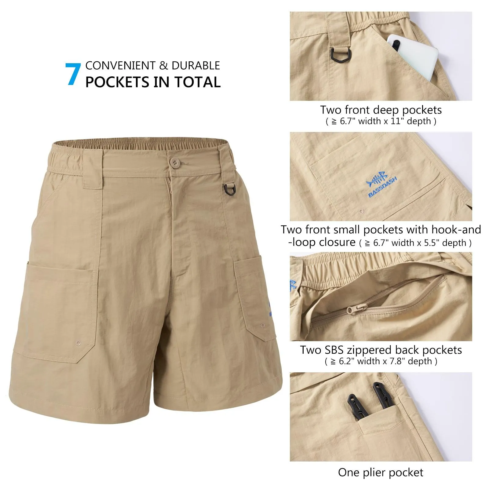 Men's 6in Quick Dry Water Resistant UPF 50  Shorts FP03M