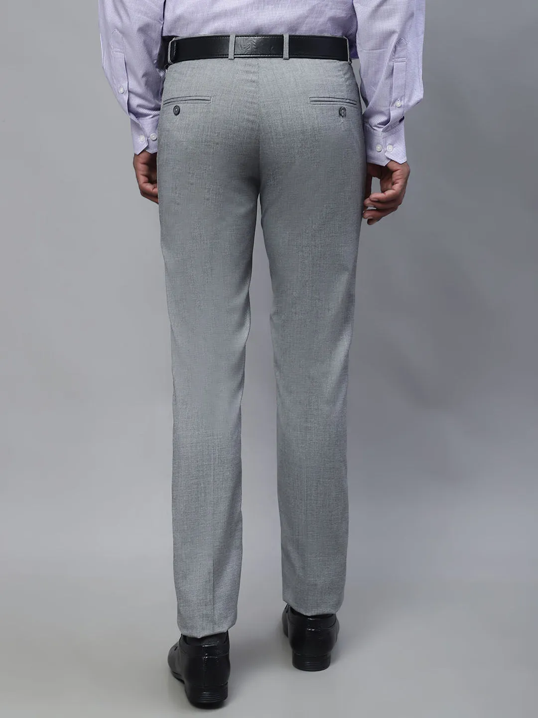 Men's Formal Flat front Grey Houndstooth Trousers