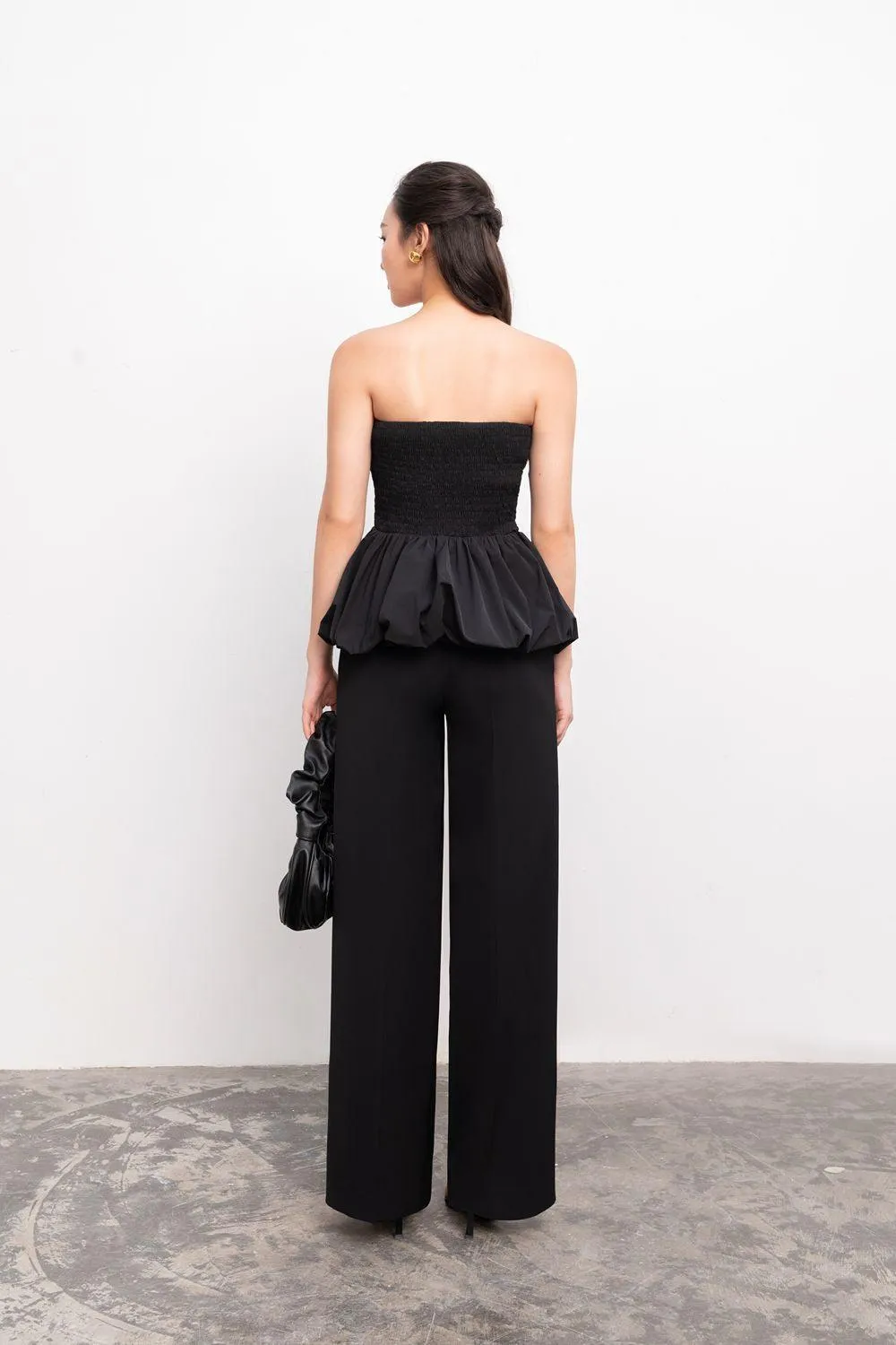 Micah Straight Wide Leg Crepe Ankle Length Pants