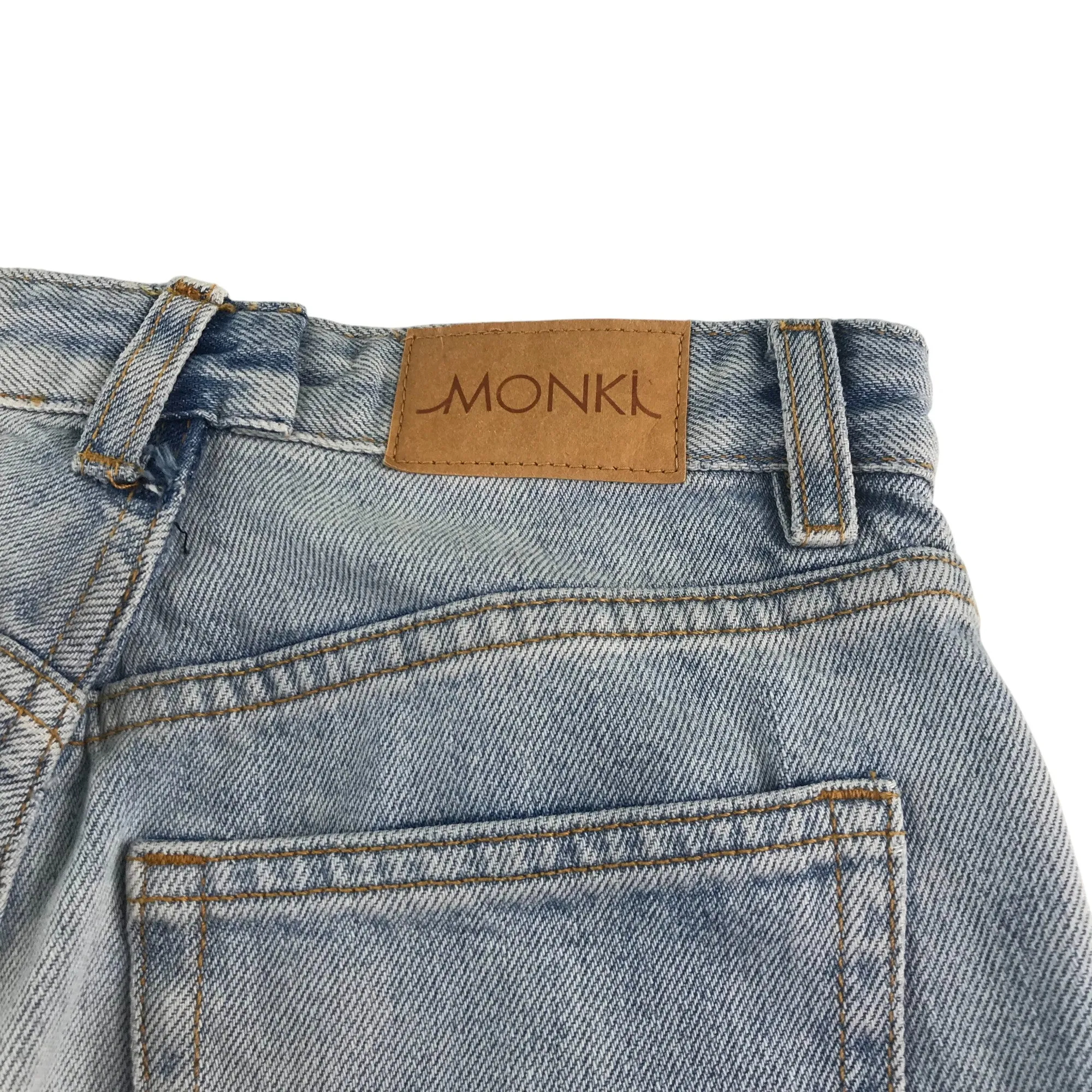 Monki jeans W27 inch light blue high waist straight loose legs cotton