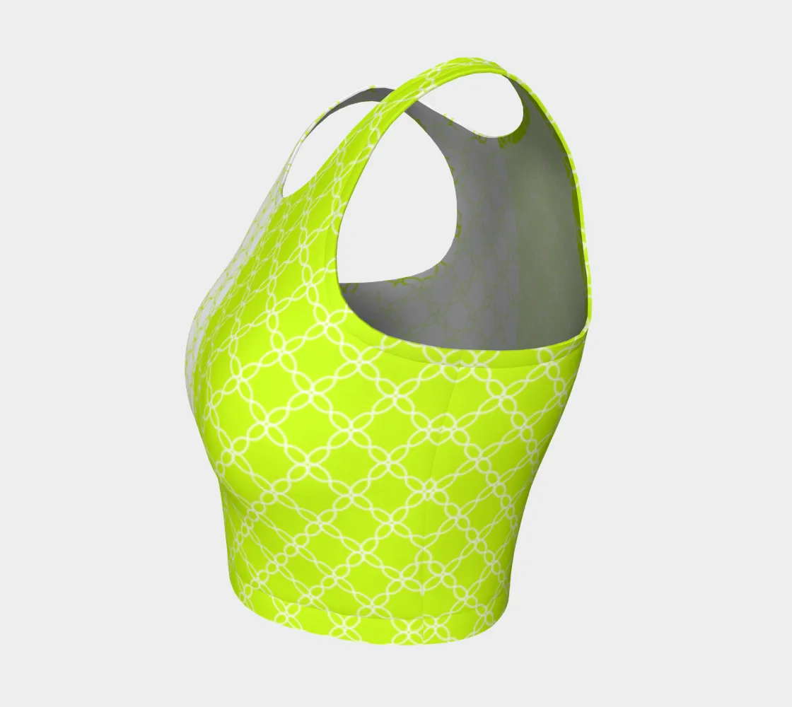 Neon Green Petals Athletic Crop Top