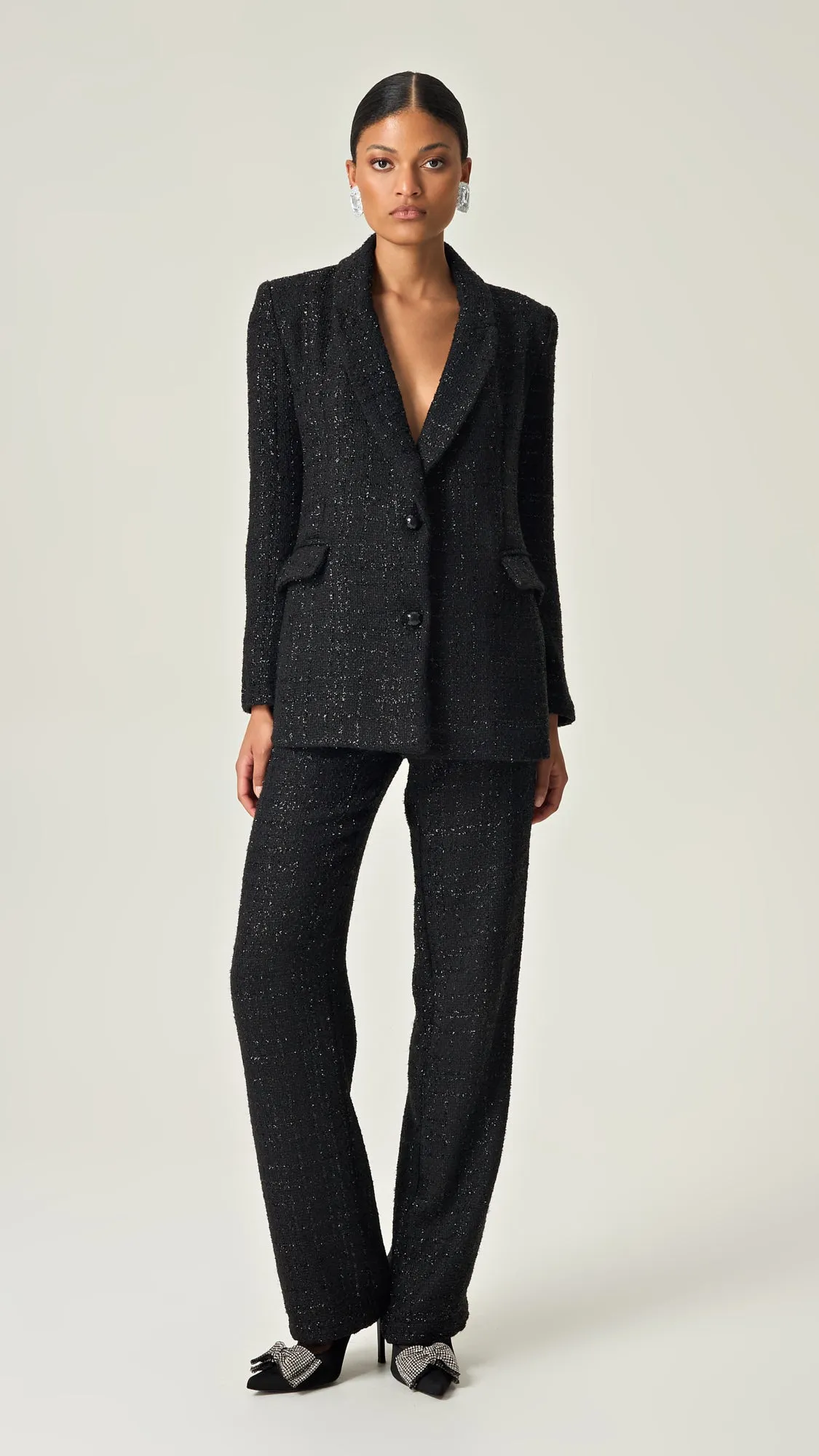 NOIR SOPHISTICATION HIGH WAISTED TWEED PANTS