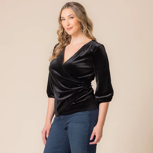 Odette Velvet Faux Wrap Top