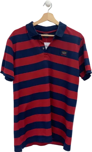 Paul & Shark Red/Blue Striped Polo Shirt UK L