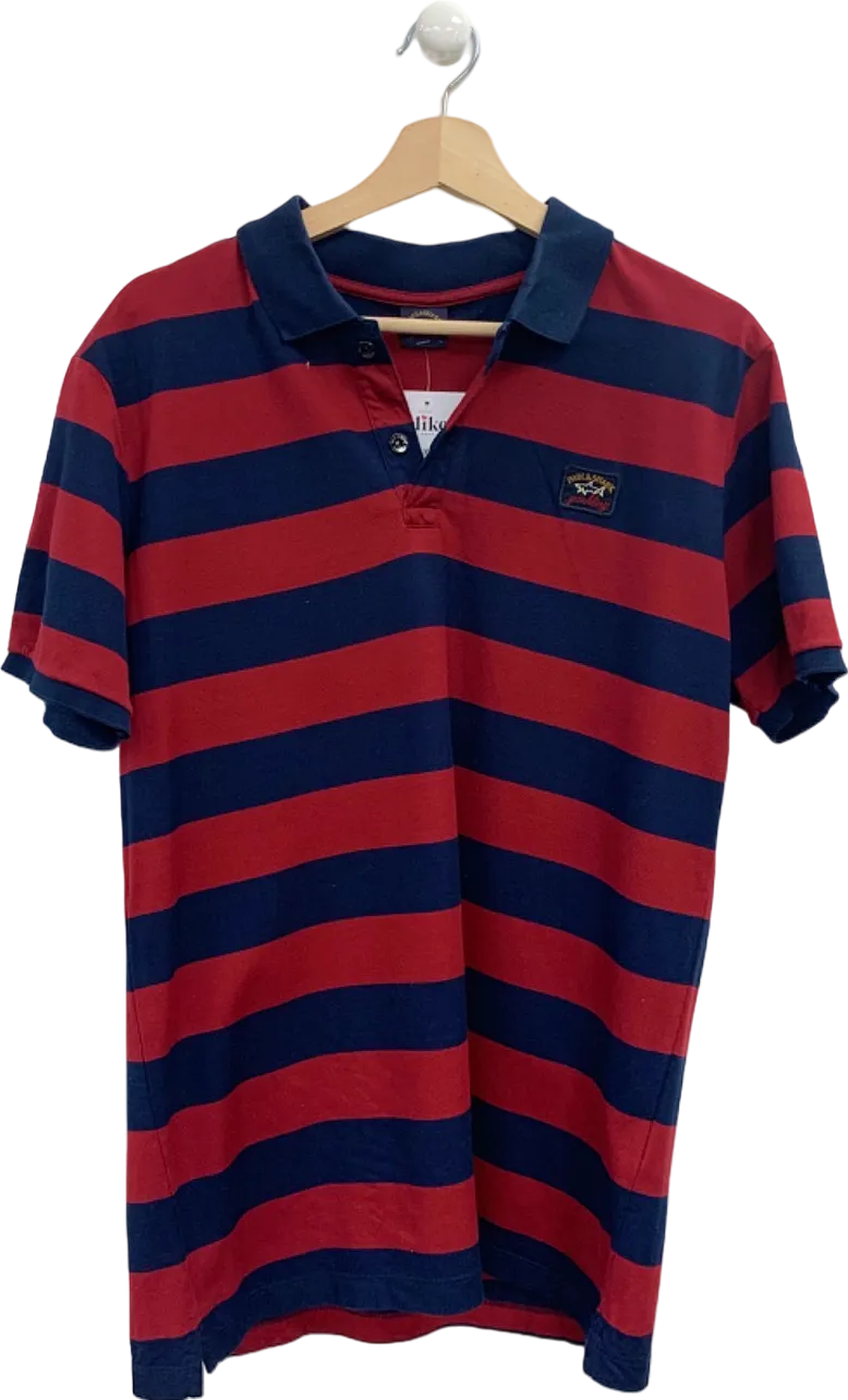 Paul & Shark Red/Blue Striped Polo Shirt UK L