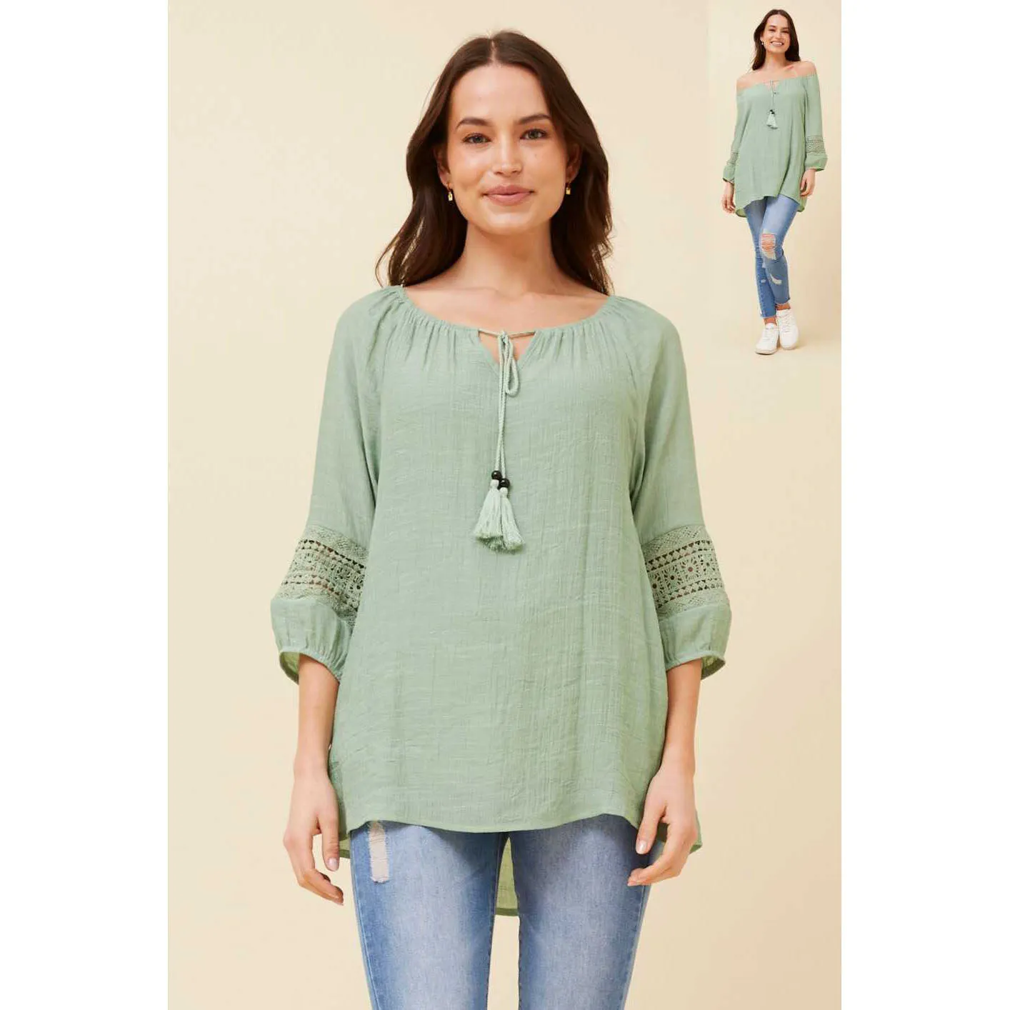 Peasant Top - Sage