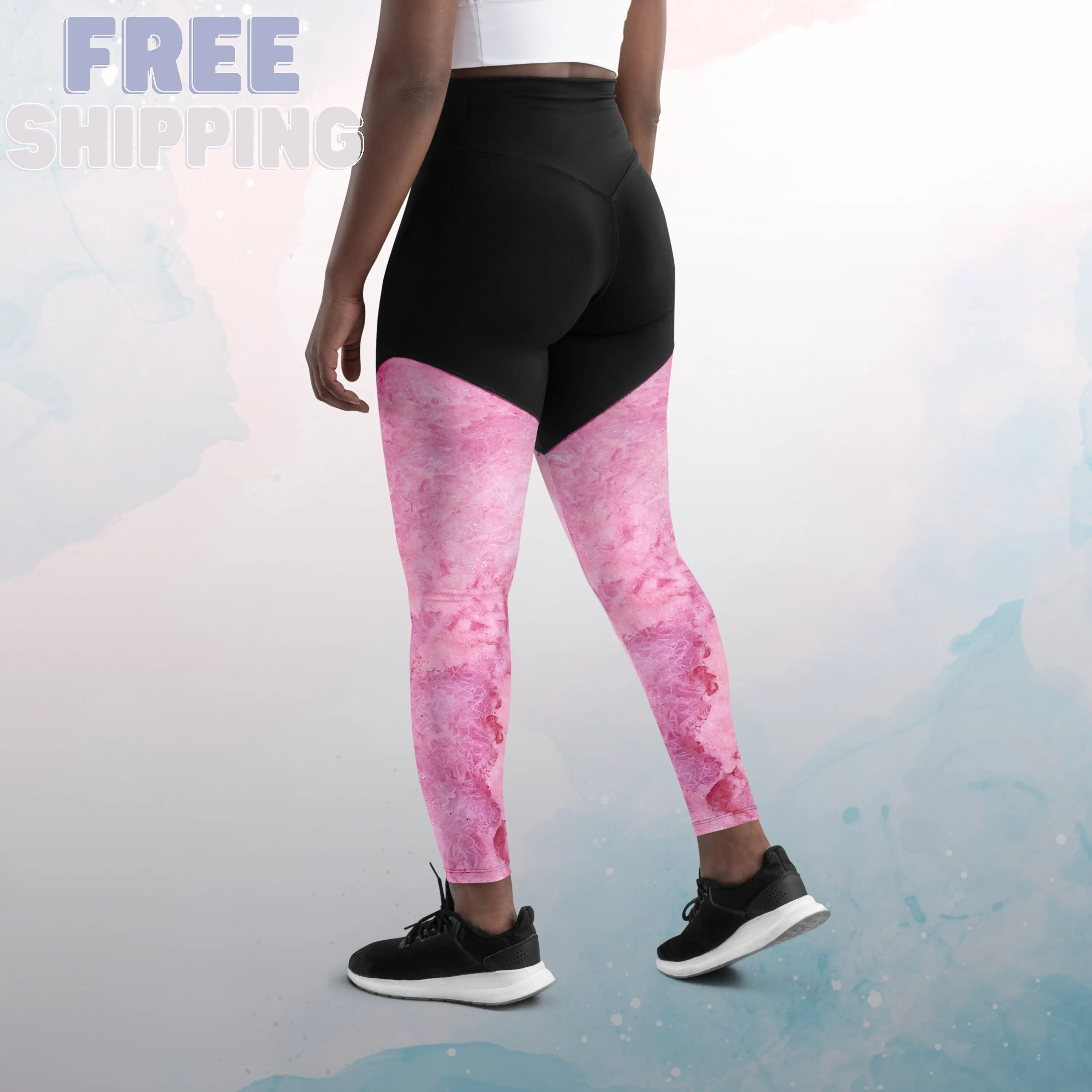 Pink Tie Dye Print Womens Compression Sports Leggings Gym Gift