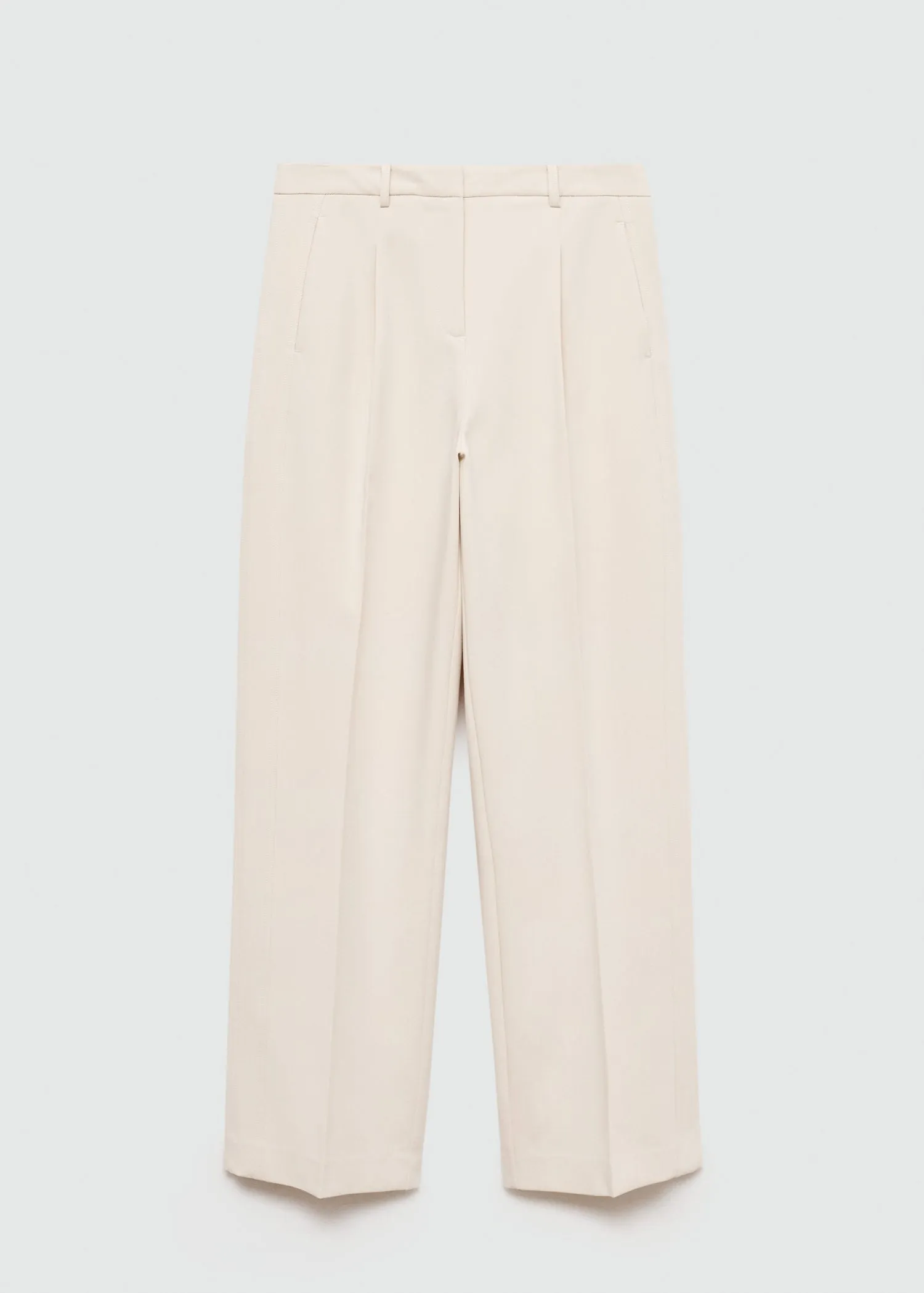 Pleated straight trousers - Light Beige