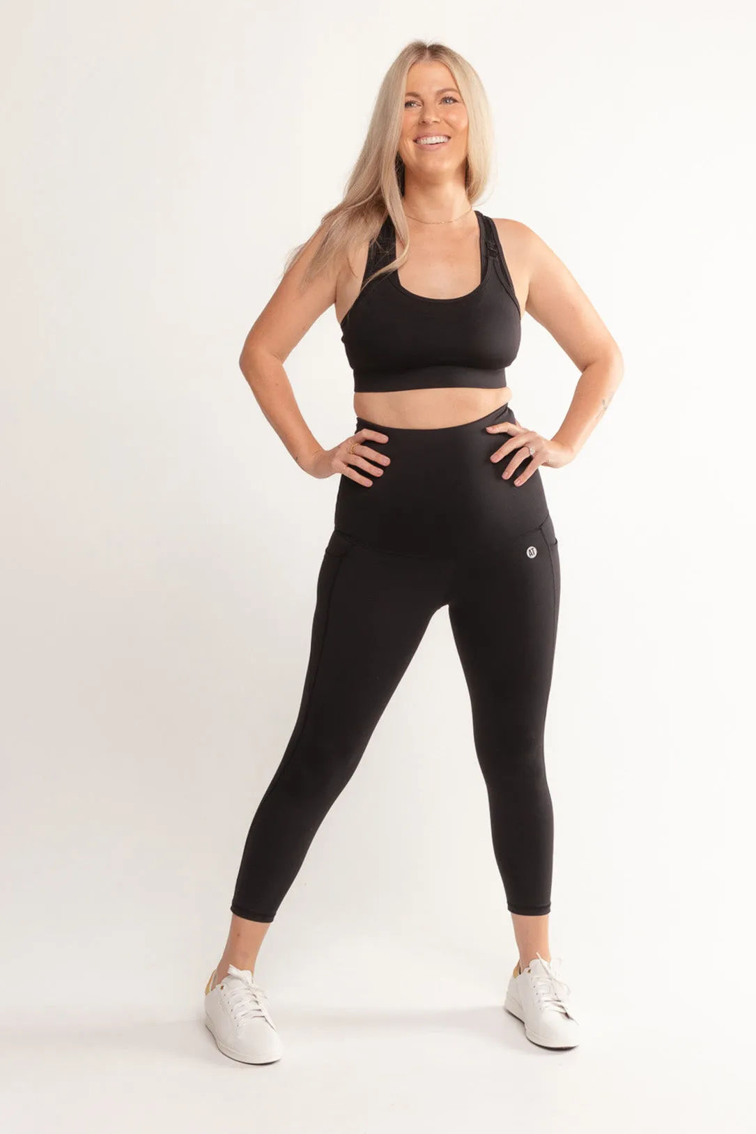 Postpartum Leggings With Pockets 7/8 Length - Black