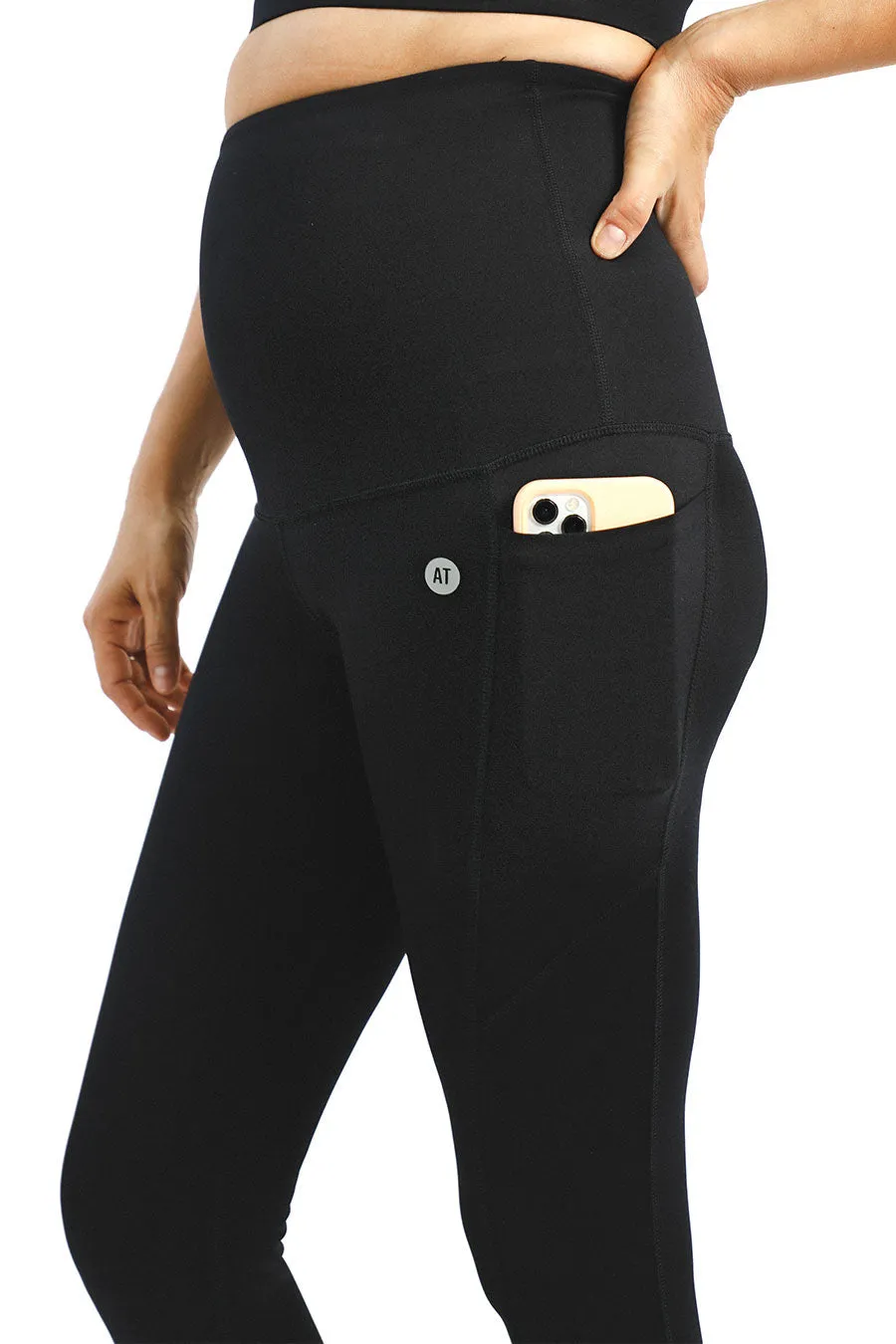 Postpartum Leggings With Pockets 7/8 Length - Black