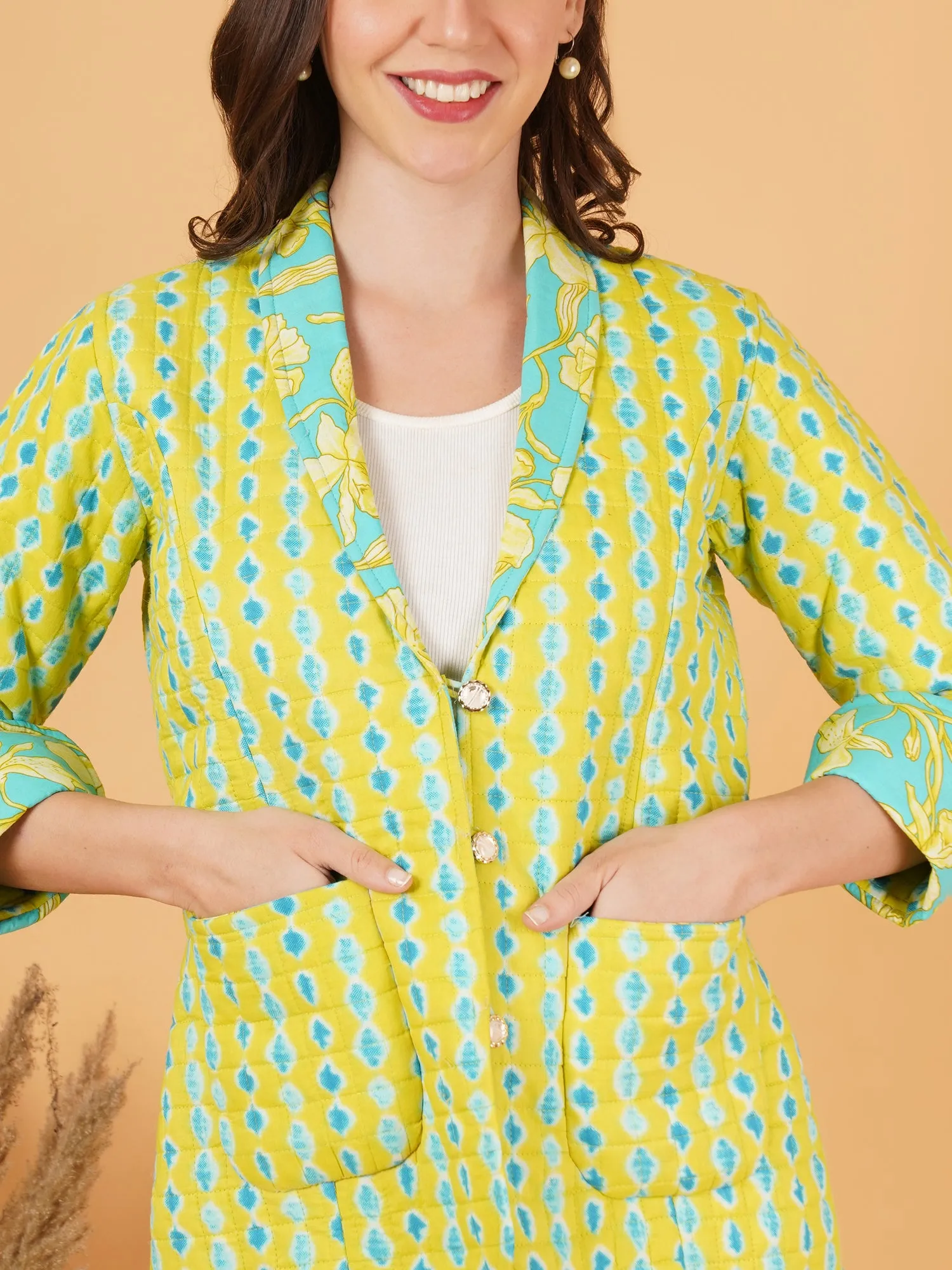 Printed Cotton Blazer with Matching Trouser For Women