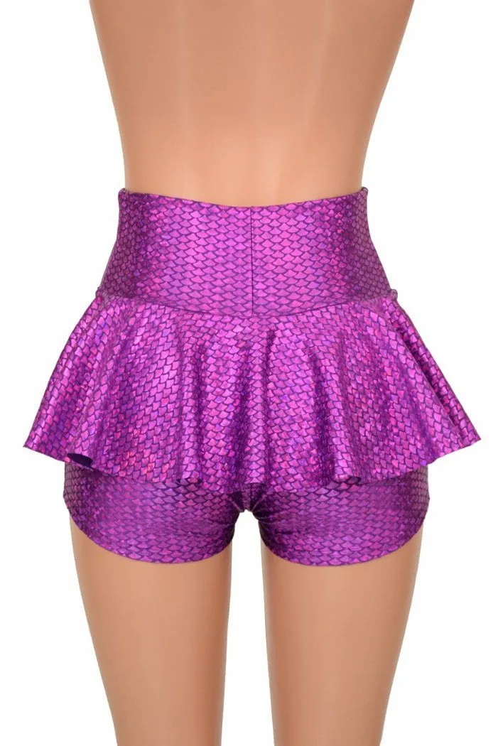 Purple Fish Scale Ruffle Rump Shorts