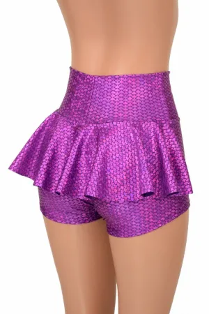 Purple Fish Scale Ruffle Rump Shorts