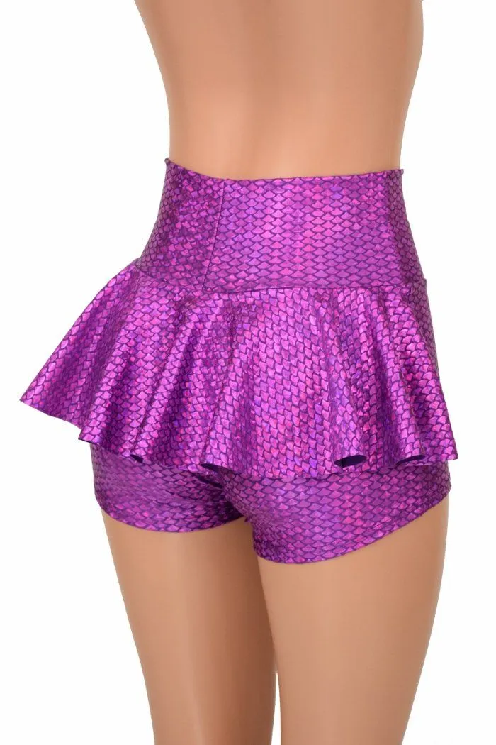 Purple Fish Scale Ruffle Rump Shorts