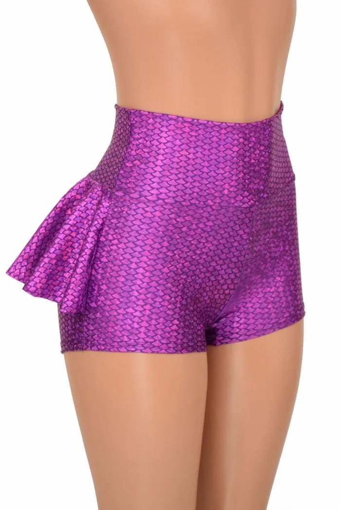 Purple Fish Scale Ruffle Rump Shorts