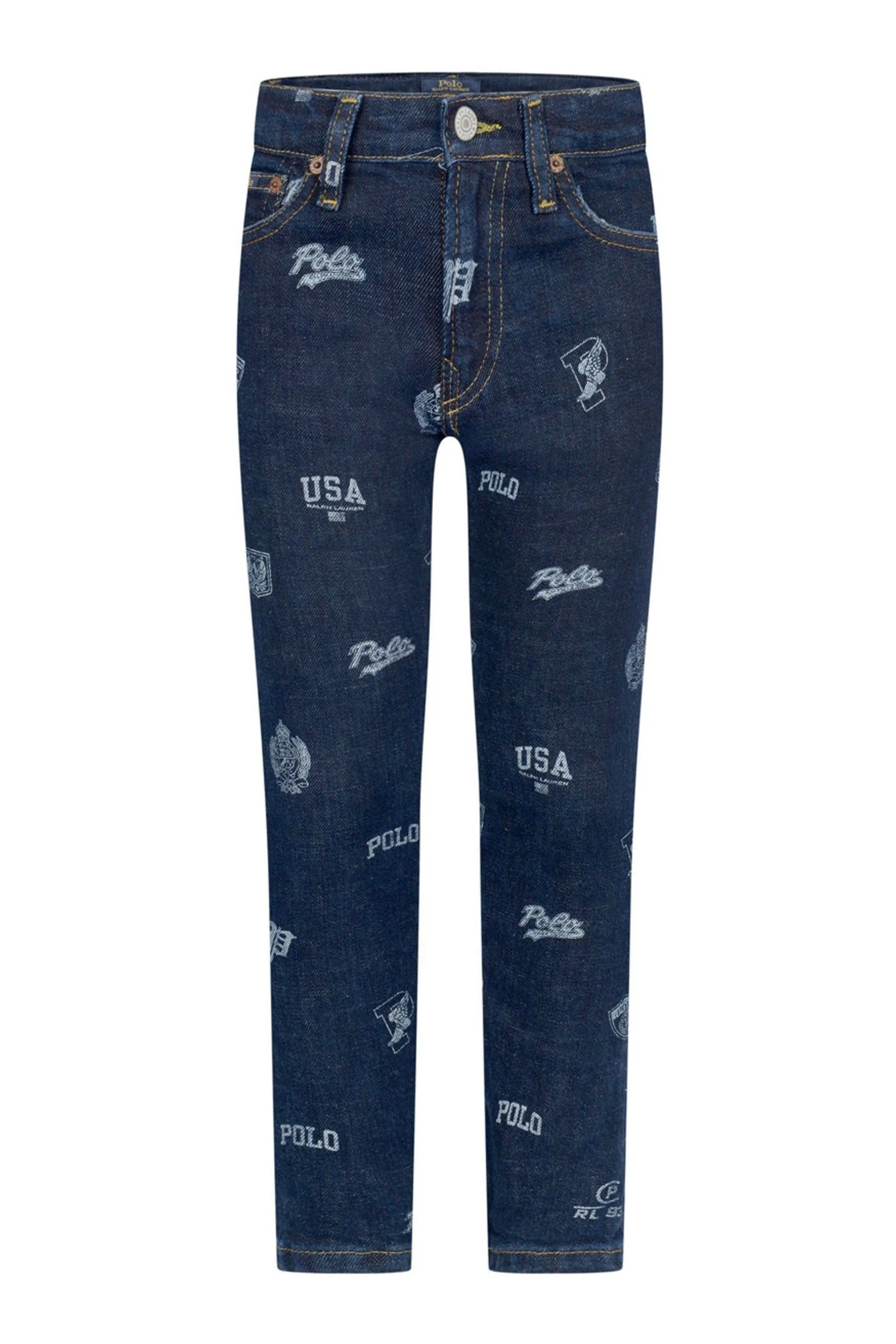 Ralph Lauren Boys Blue Denim Logo Print Jeans