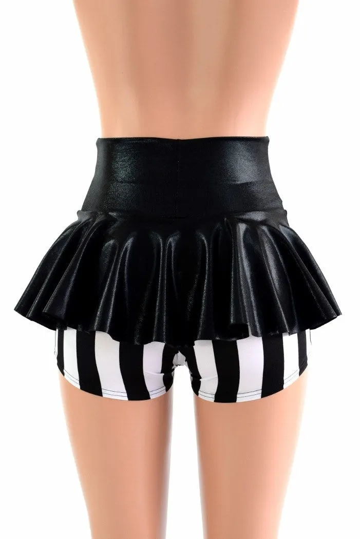 Ready to Ship Black & White Stripe Ruffle Rump Shorts XXS