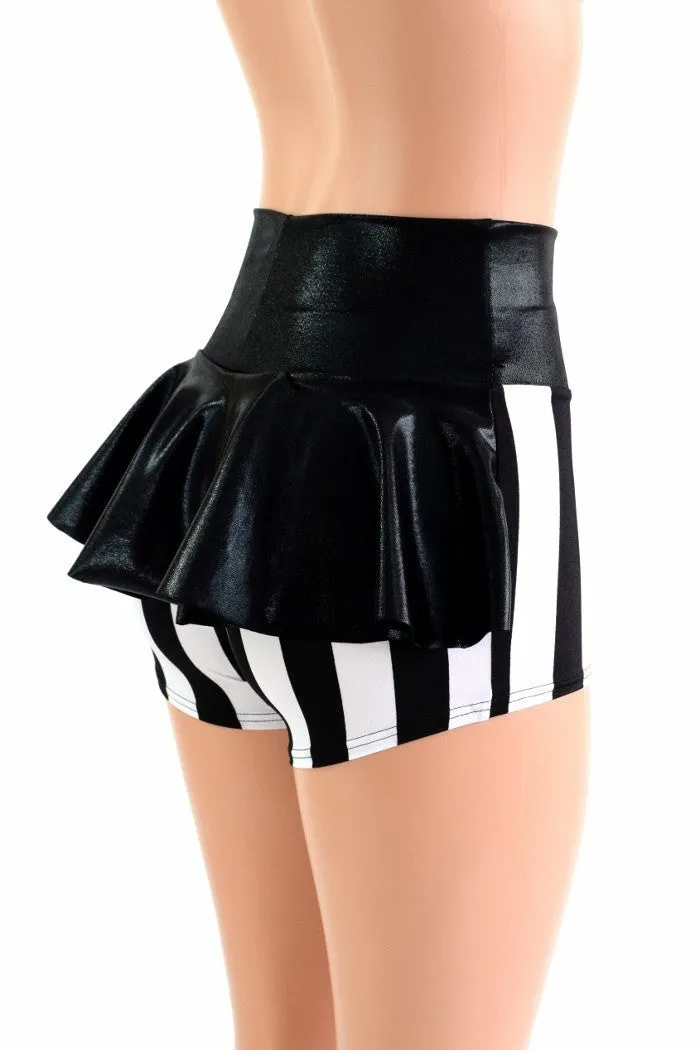 Ready to Ship Black & White Stripe Ruffle Rump Shorts XXS