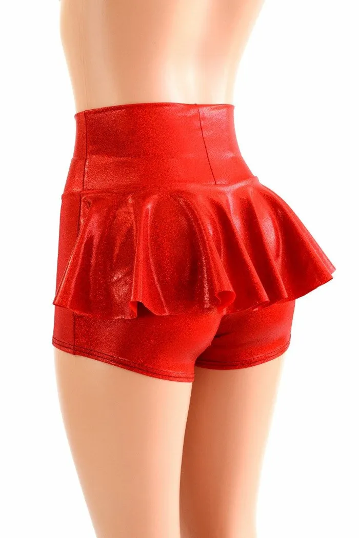 Red Sparkly Jewel Ruffle Rump Shorts