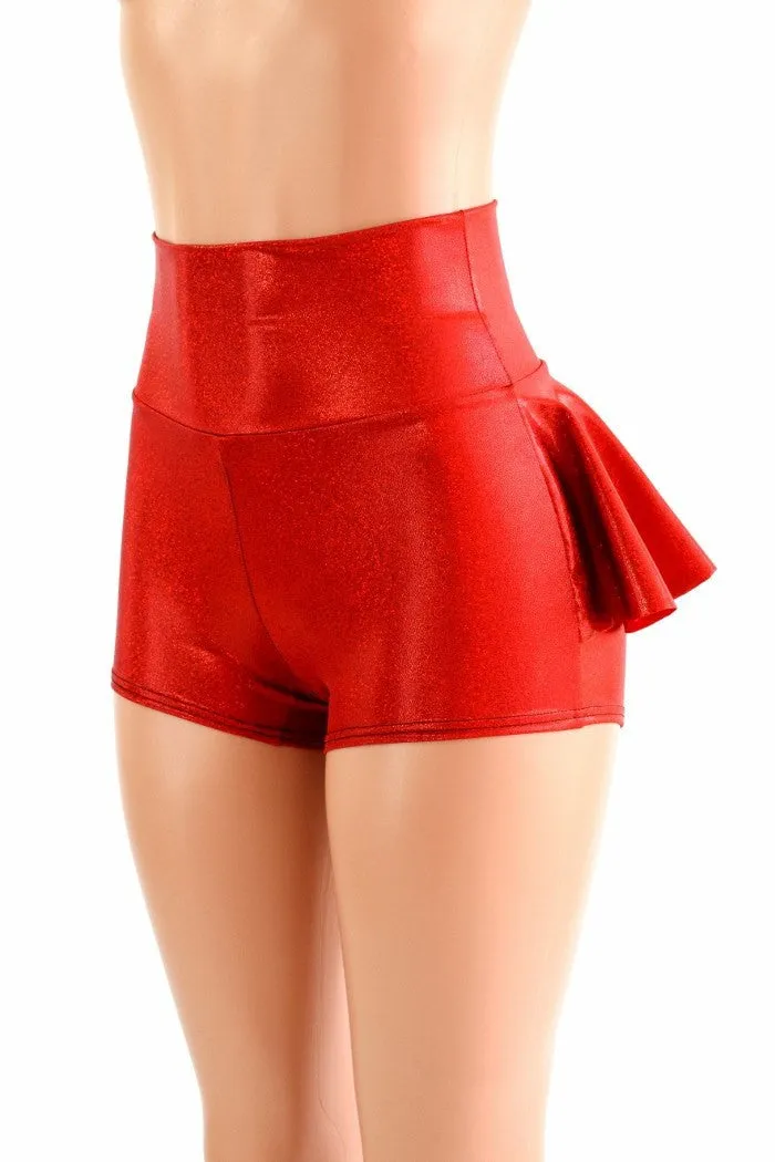 Red Sparkly Jewel Ruffle Rump Shorts