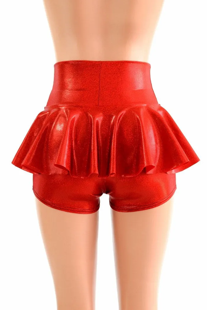 Red Sparkly Jewel Ruffle Rump Shorts