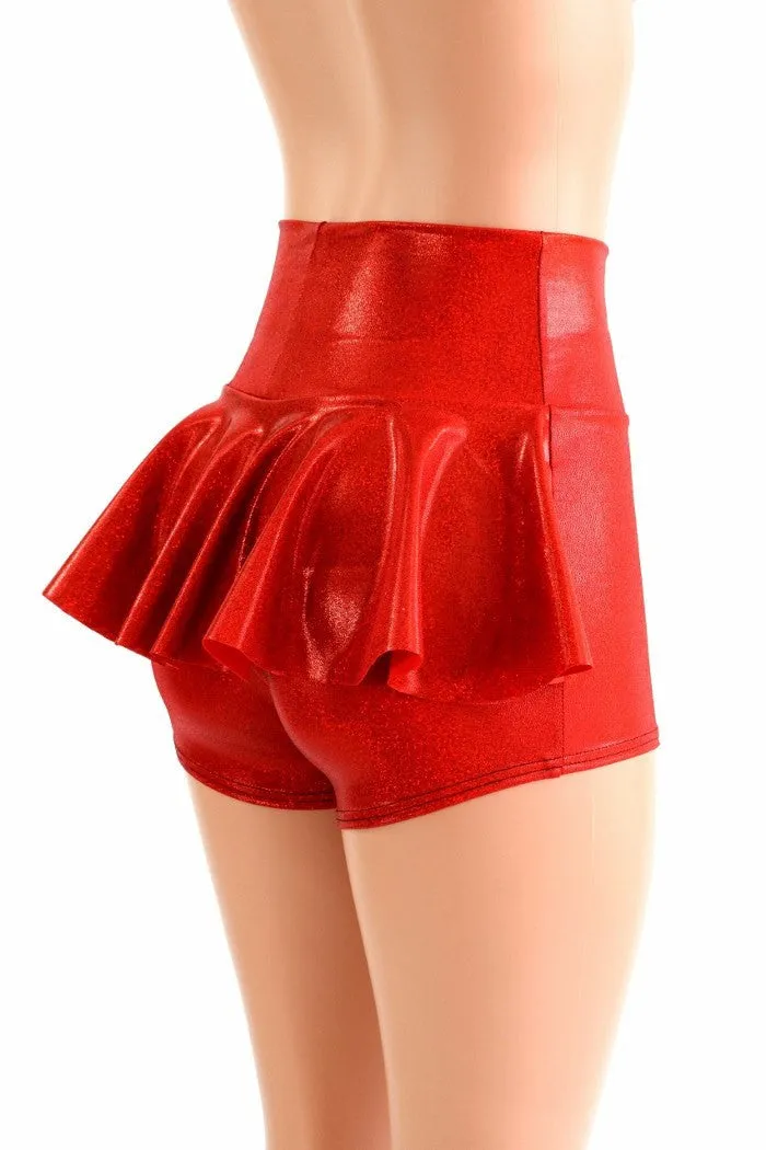 Red Sparkly Jewel Ruffle Rump Shorts