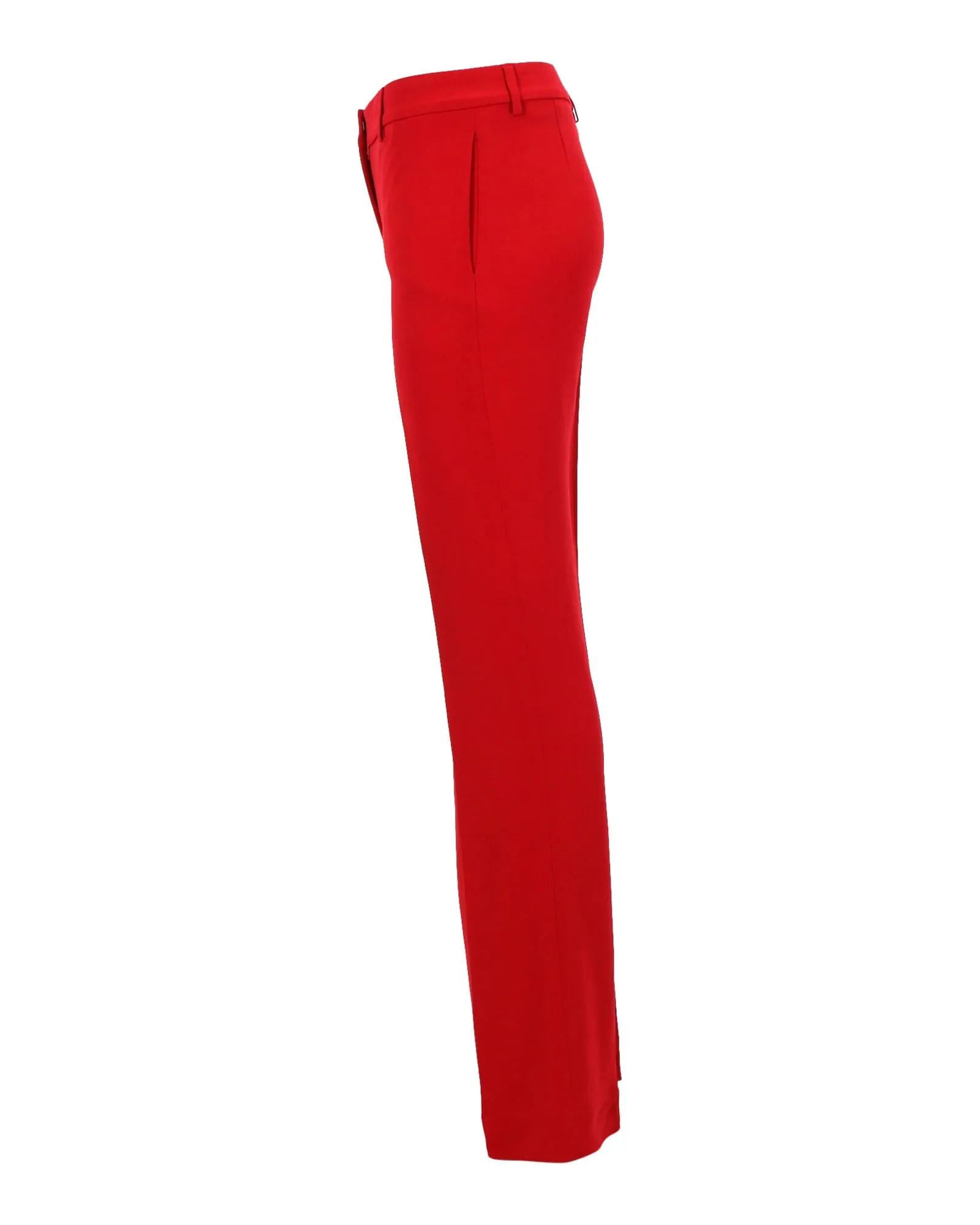 Red Viscose Boot-Cut Trousers