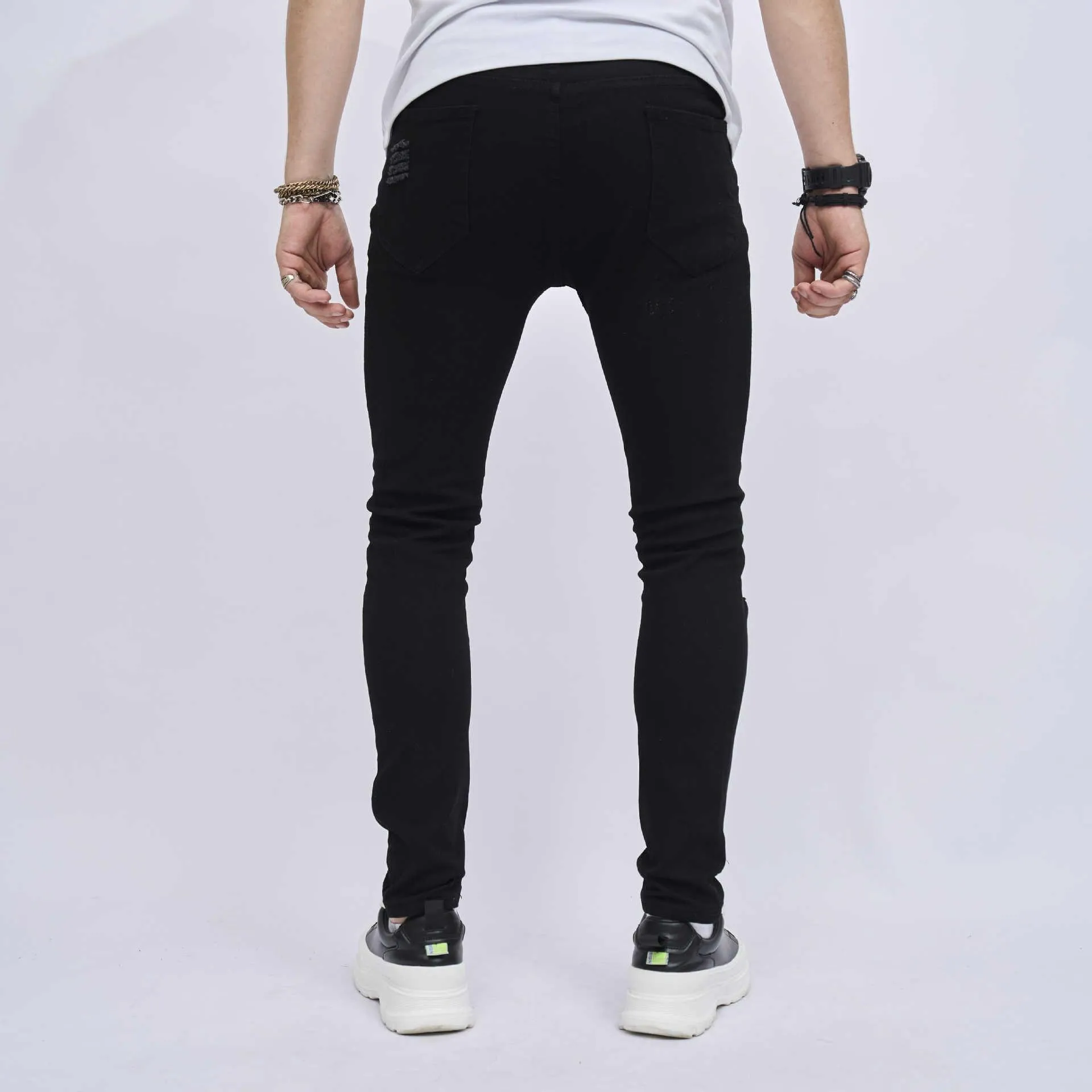 Ripped Slim Fit Skinny Elastic Jeans - Stylish and Comfortable Denim for Teens