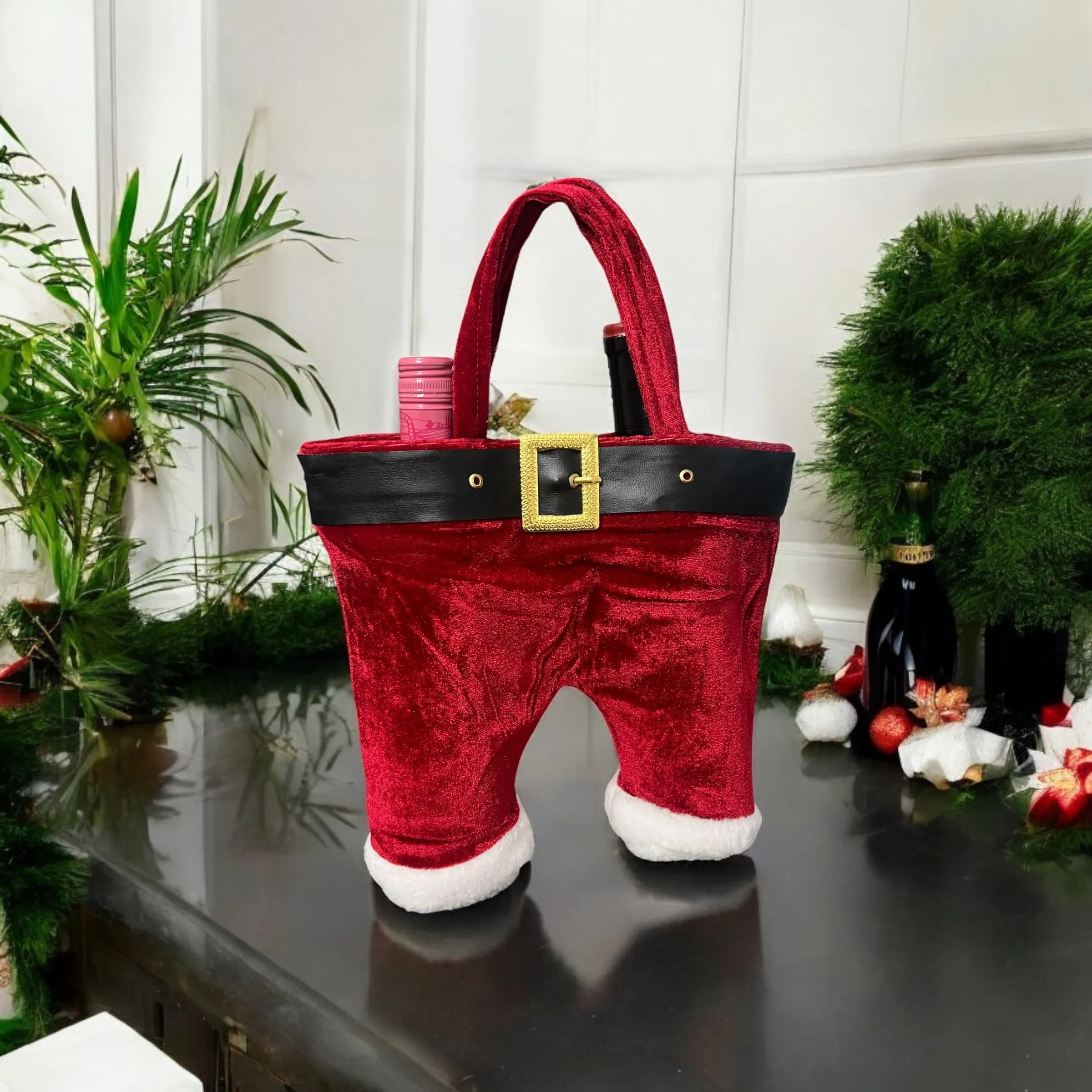 Santa Pants Wine Bag