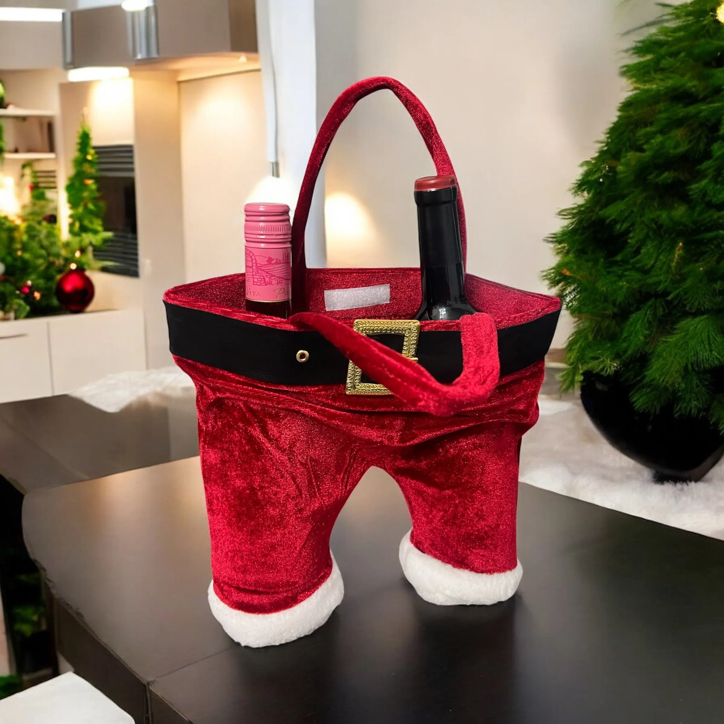 Santa Pants Wine Bag