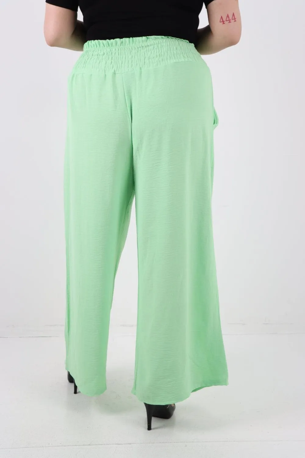 Shirred Waist Side Pockets Trouser