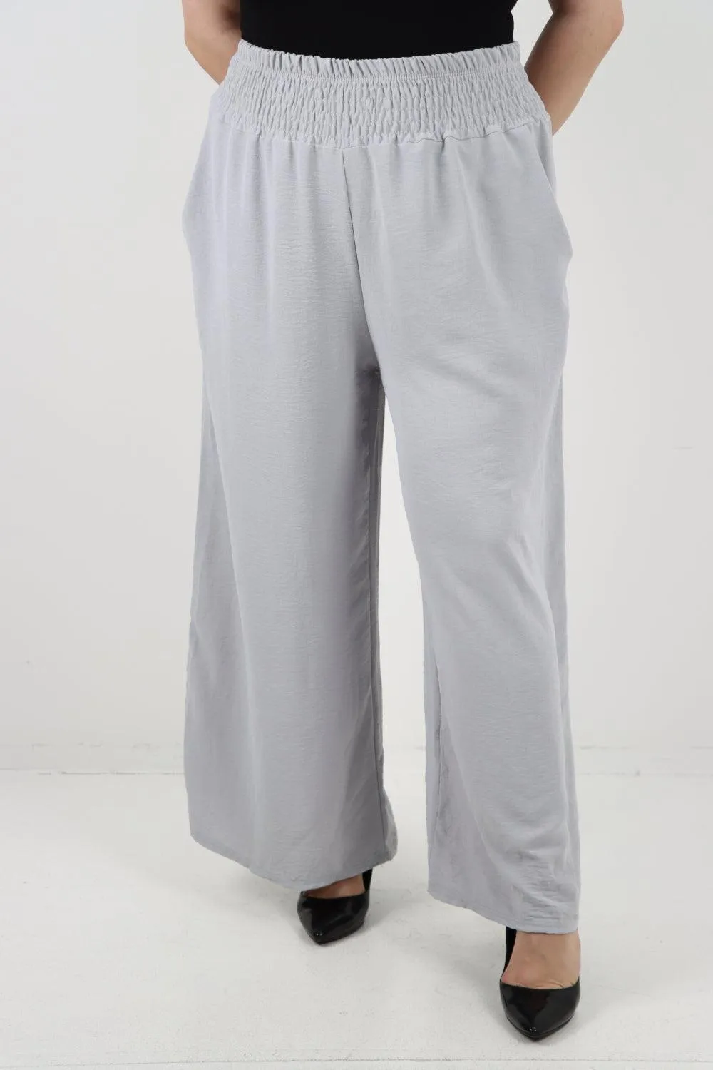 Shirred Waist Side Pockets Trouser