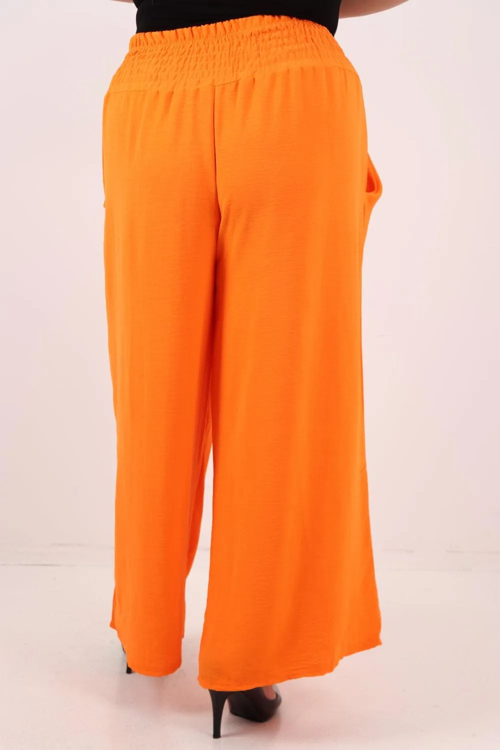 Shirred Waist Side Pockets Trouser