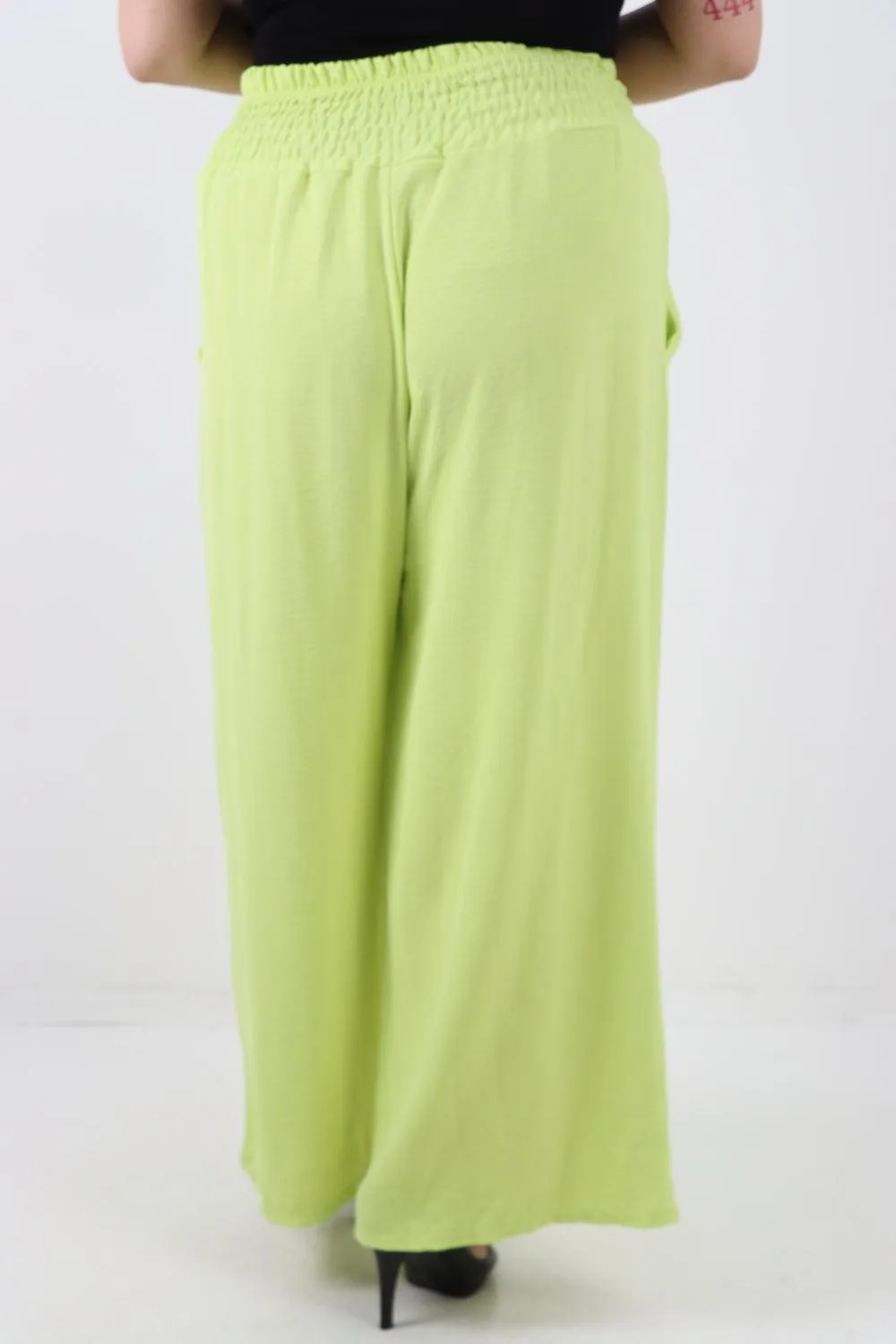 Shirred Waist Side Pockets Trouser