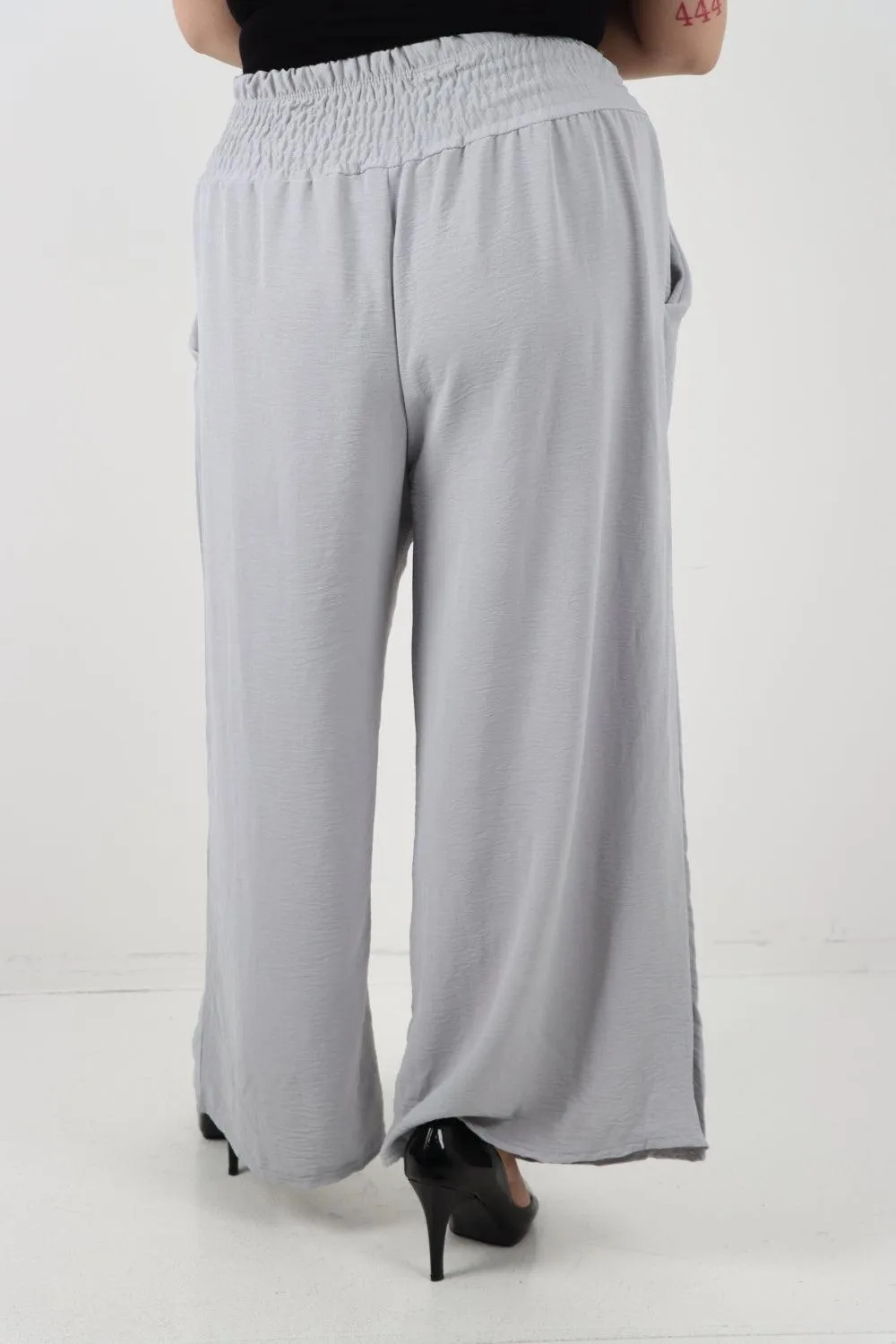 Shirred Waist Side Pockets Trouser