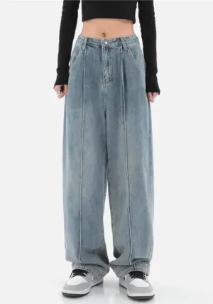 Skater Pleated Baggy Jeans