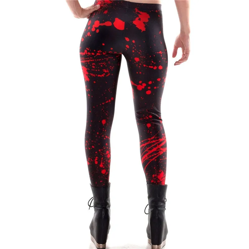 'Spatter' Black and red blood spatter Halloween horror leggings