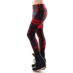 'Spatter' Black and red blood spatter Halloween horror leggings