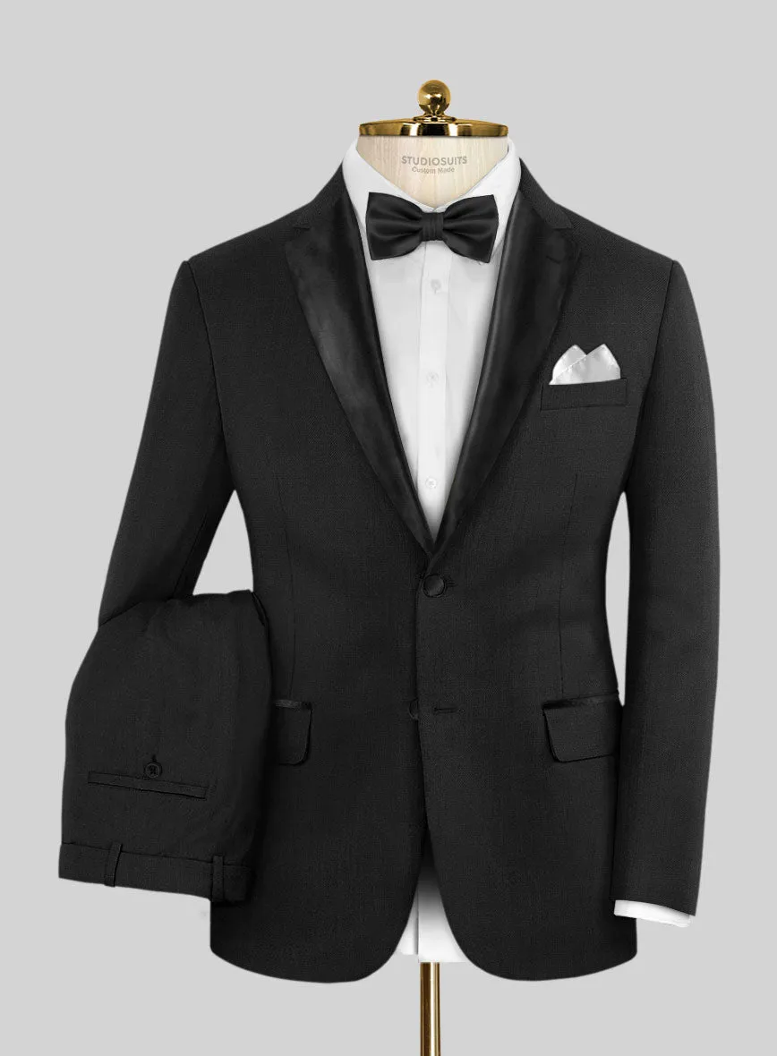 Stretch Black Wool Tuxedo Suit