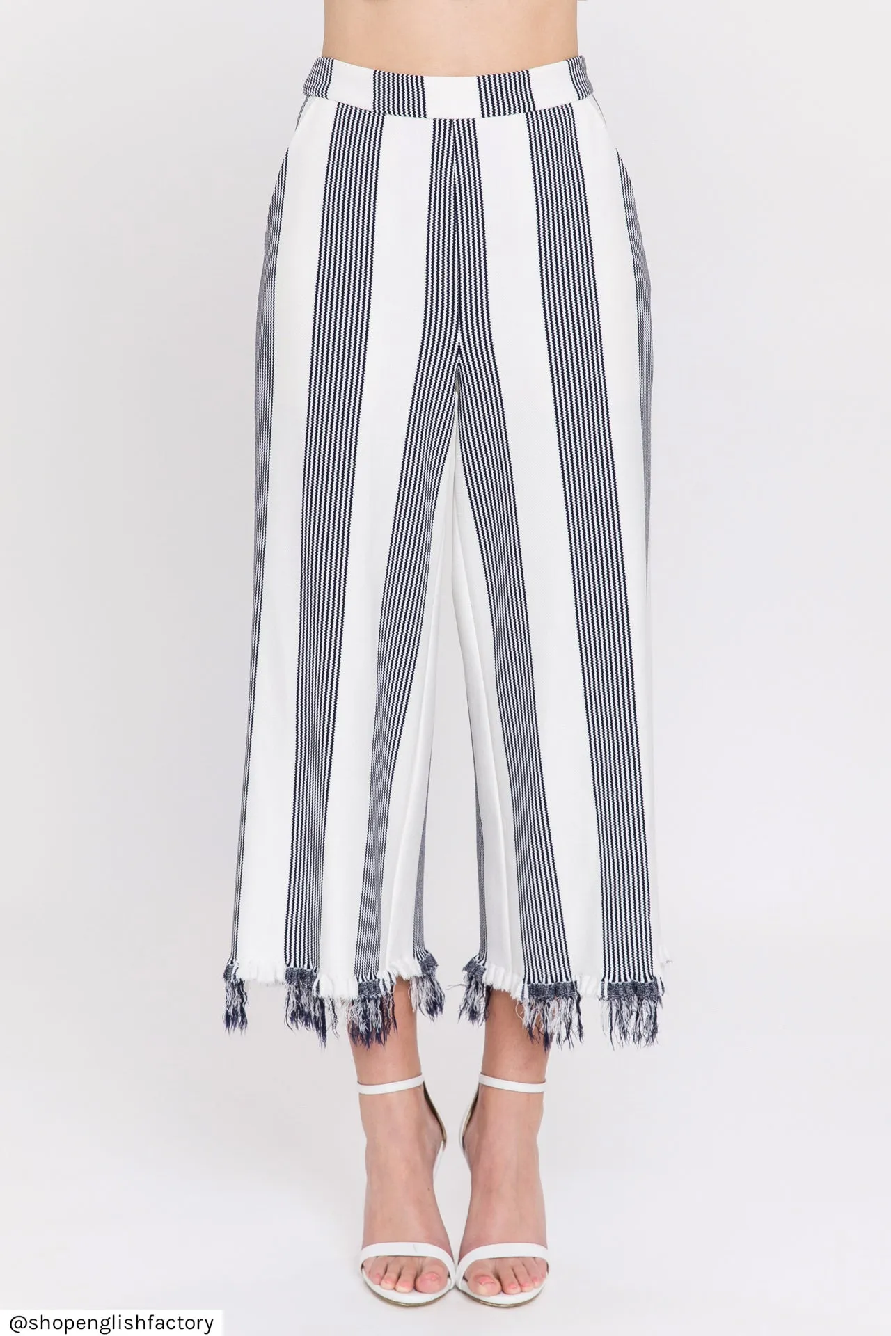 Stripe Fringe hem Pants