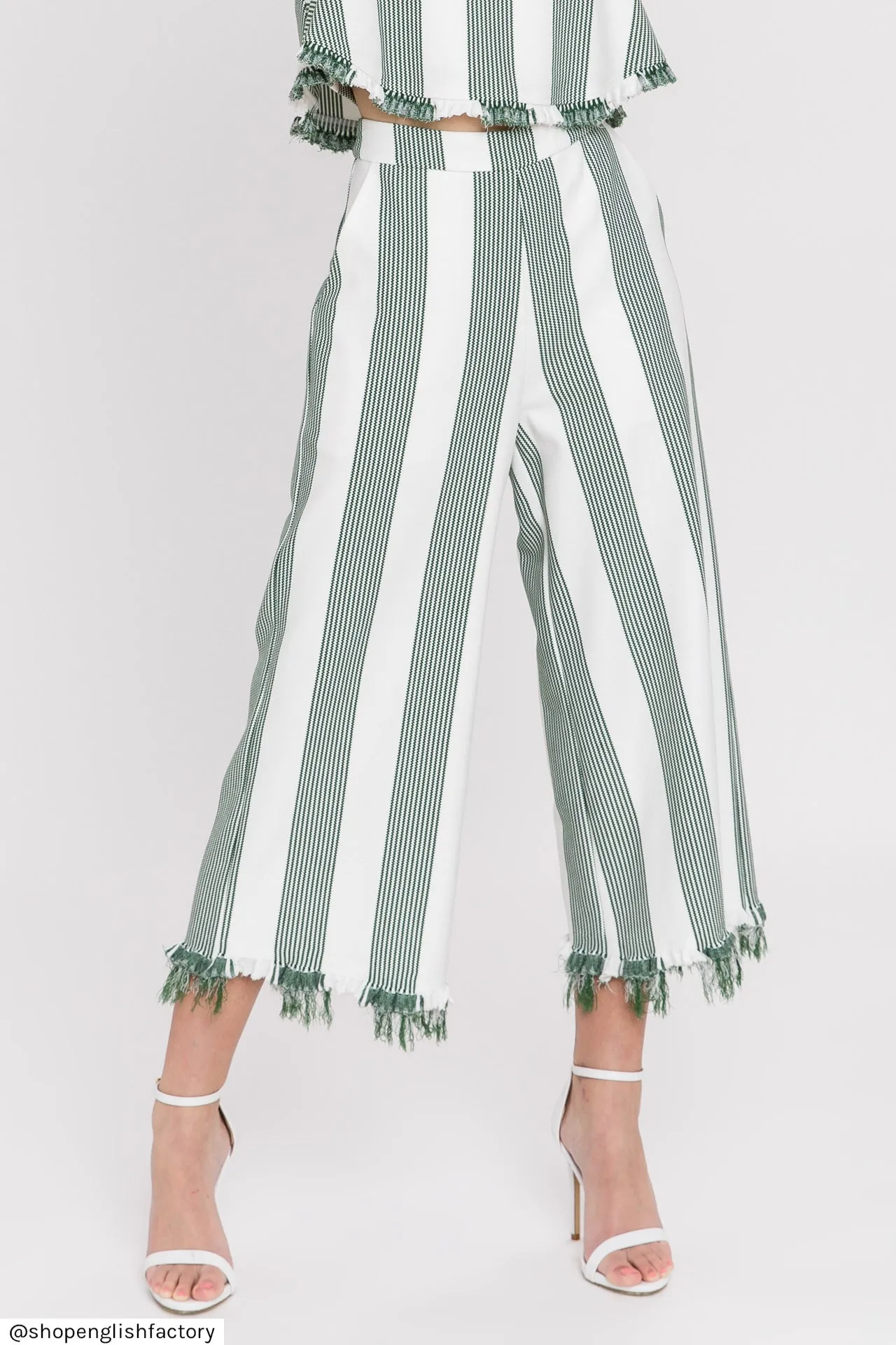 Stripe Fringe hem Pants