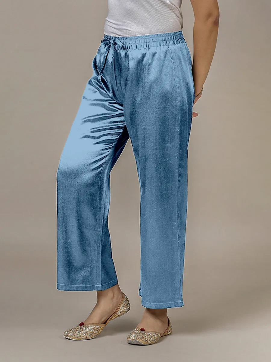 Swara x Tyohaar | Ice Blue Mashru Silk Pants