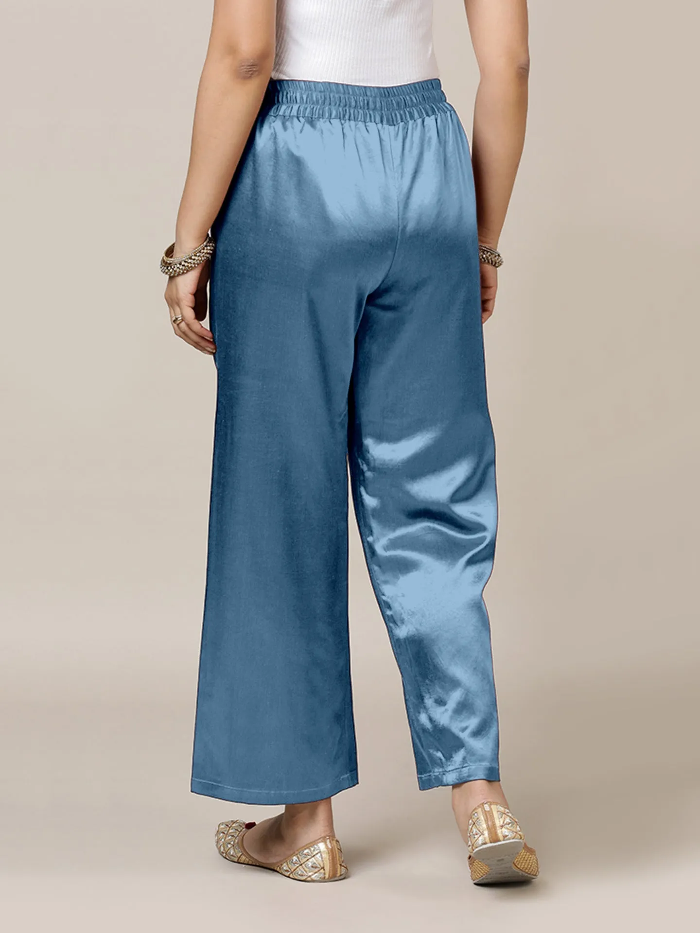 Swara x Tyohaar | Ice Blue Mashru Silk Pants