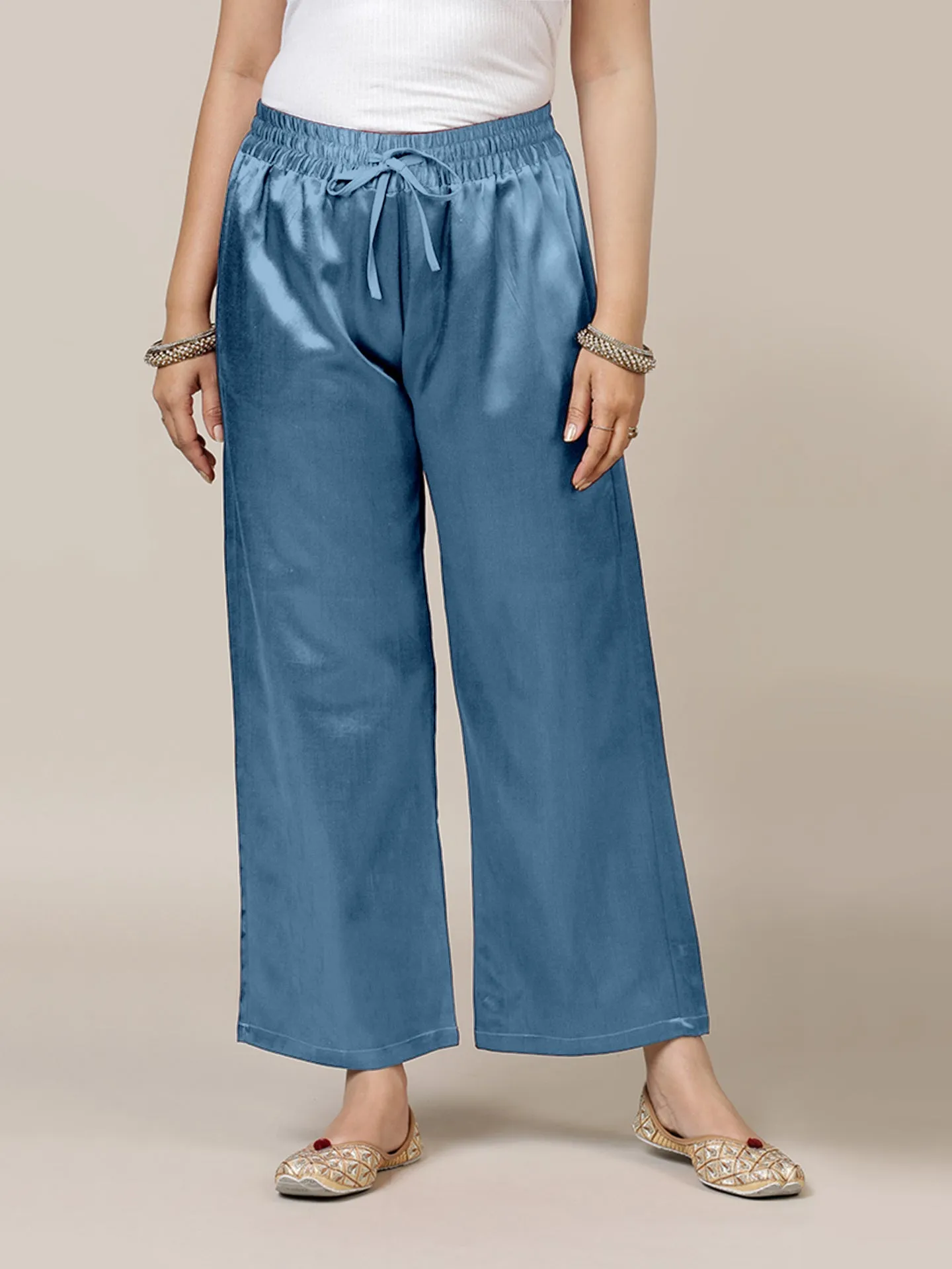 Swara x Tyohaar | Ice Blue Mashru Silk Pants