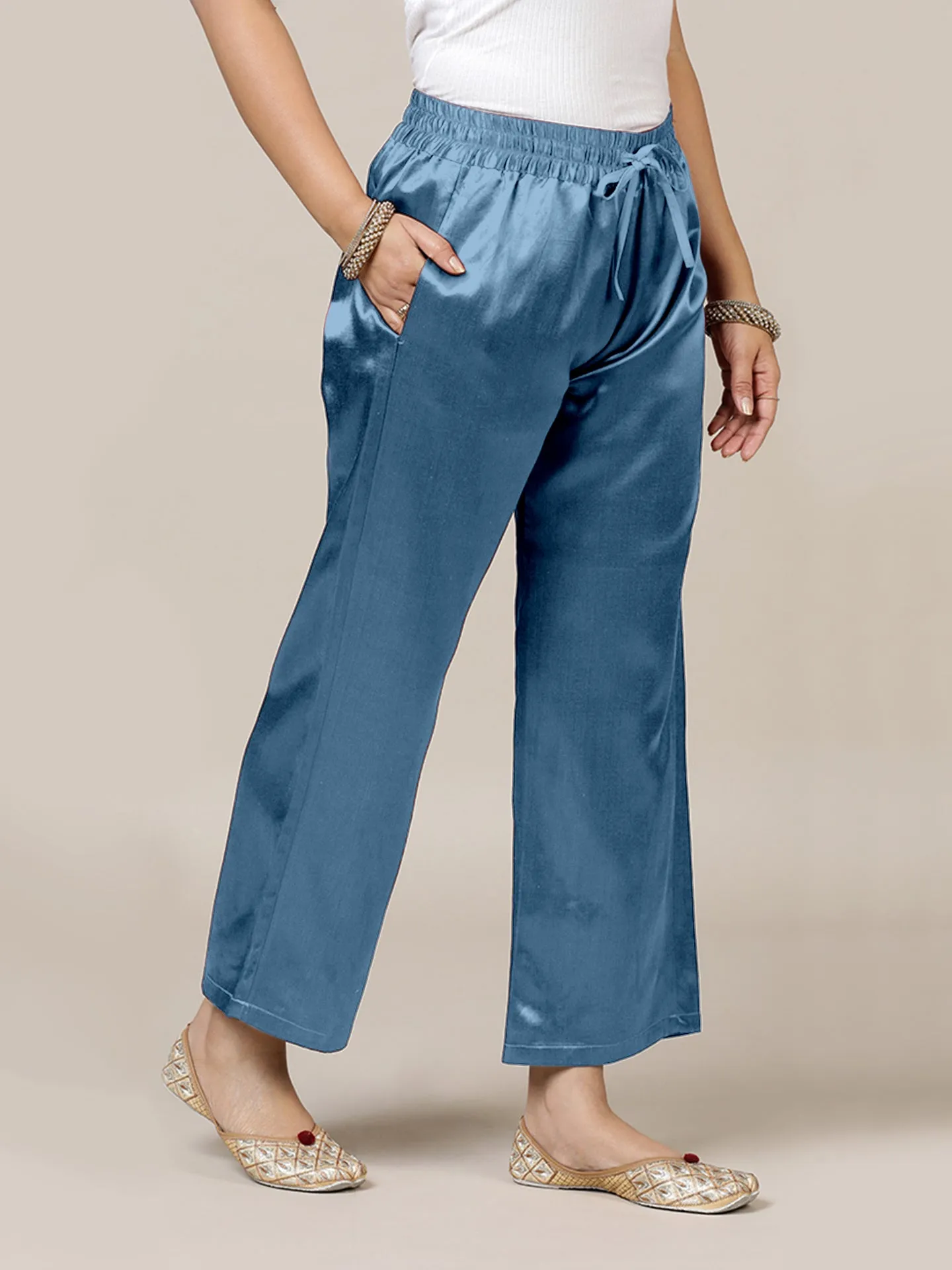 Swara x Tyohaar | Ice Blue Mashru Silk Pants